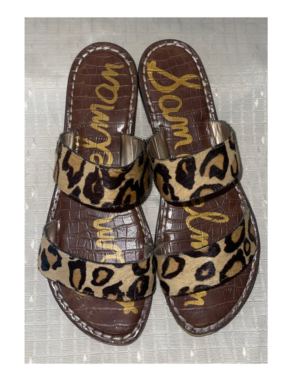 Sam Edelman Leopard Print Double-Strap Slide Sandals - Brown
